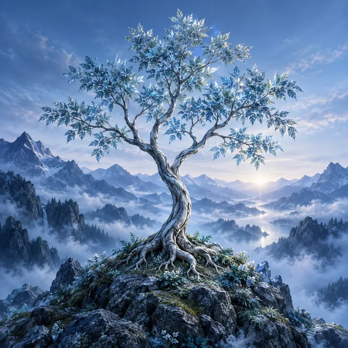 Illustration of a young tree with a slender trunk and a small canopy.